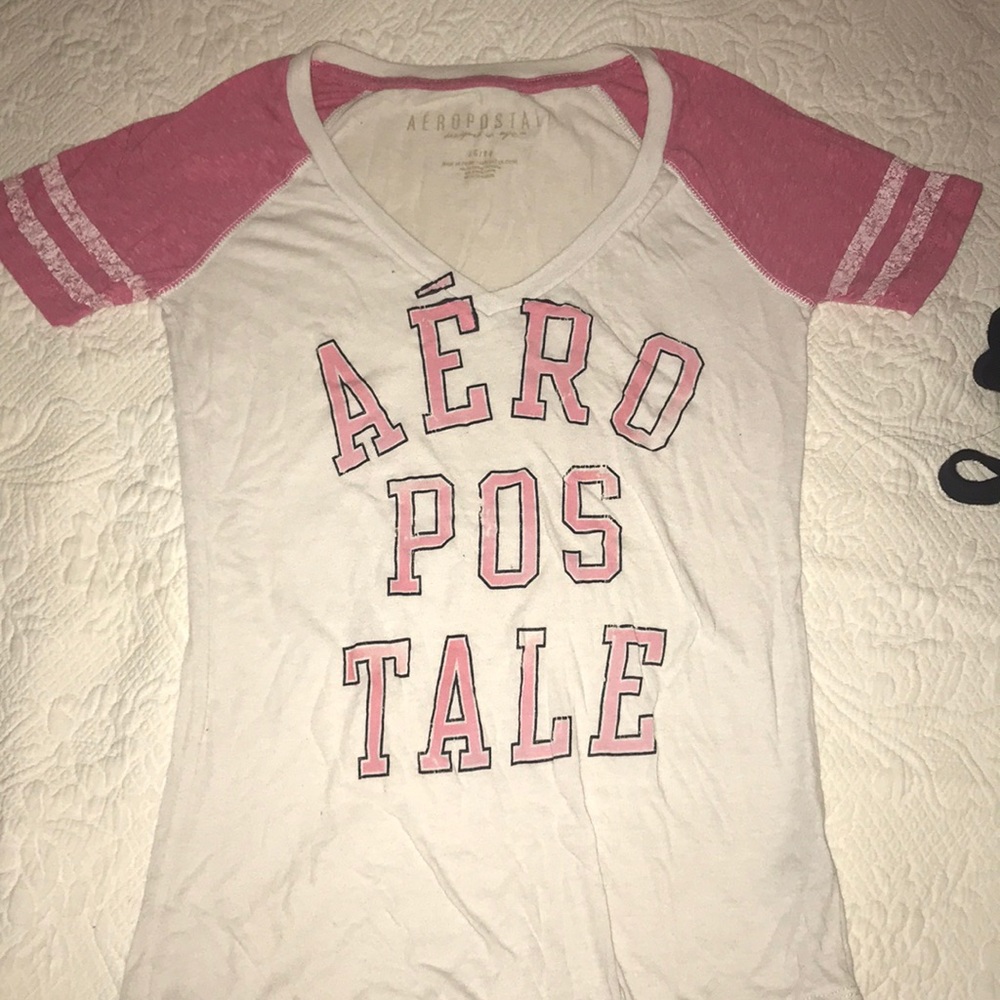 Pink and White Aeropostale T-Shirt